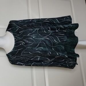 Tendency green mix print green pale yellow and white blouse size XL long sleeve